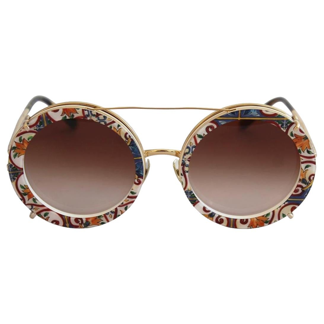 Dolce & Gabbana Clip on Majolica print Sunglasses