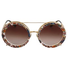 Dolce & Gabbana Clip-on-Sonnenbrille mit Majolika-Print
