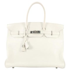 Hermes Birkin Handbag Blanc Clemence with Palladium Hardware 35