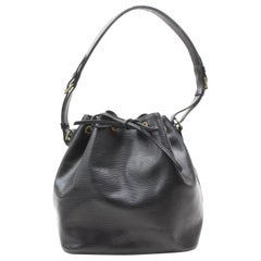 Louis Vuitton Bucket Noir Petit Noe Drawstring Hobo 869226 Black Leather Shoulde