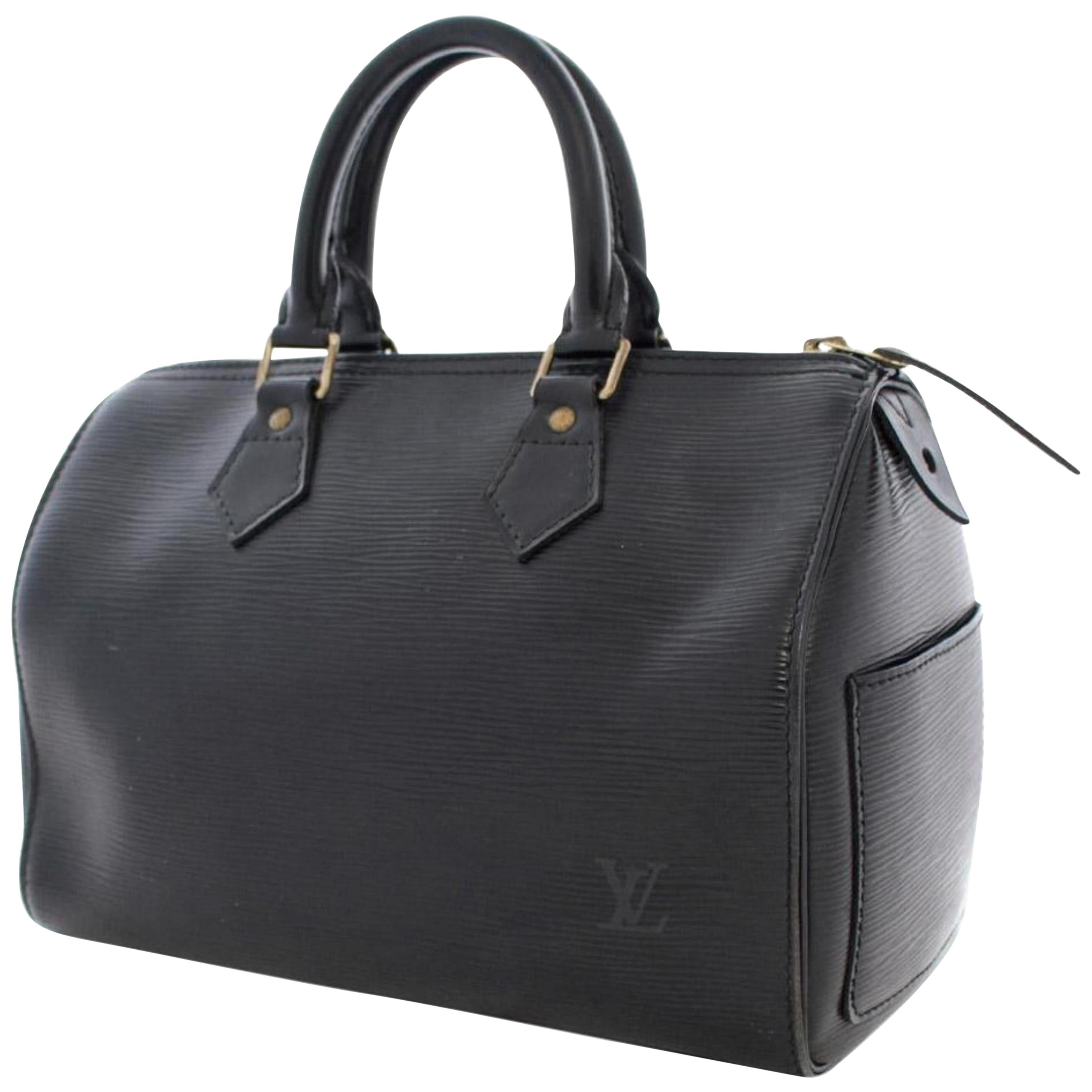Louis Vuitton Speedy Noir 25 869188 Black Leather Satchel For Sale