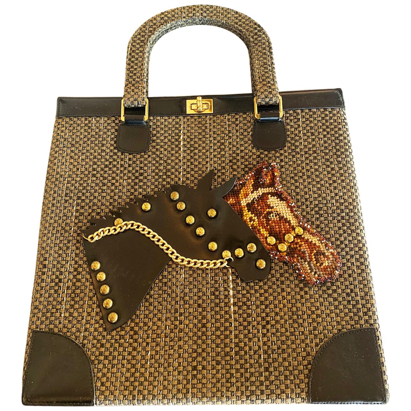 Rare Large Jolles of Paris 1950s Horse Equestrian bag Handbag