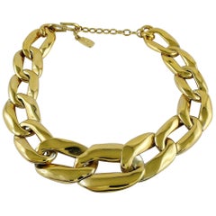 Yves Saint Laurent YSL Vintage Athos Iconic Gold Toned Curb Chain Necklace