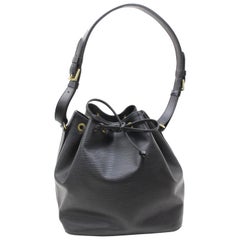 Louis Vuitton Bucket Noir Petit Noe Drawstring Hobo 868887 Black Leather Shoulde