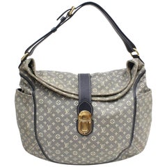 Louis Vuitton Romance Navy Monogram Mini Lin Hobo 869586 Blue Canvas Shoulder Ba