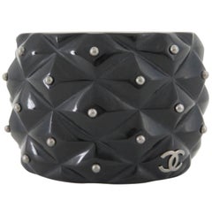 Chanel Black 04a Studded Point Cuff Bangle 869438 Bracelet