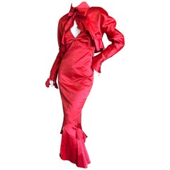 Vintage Karl Lagerfeld 1980's Red Evening Dress with Matching Jacket Lagerfeld Gallery