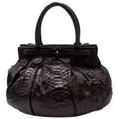 Zagliani Black Python Handbag