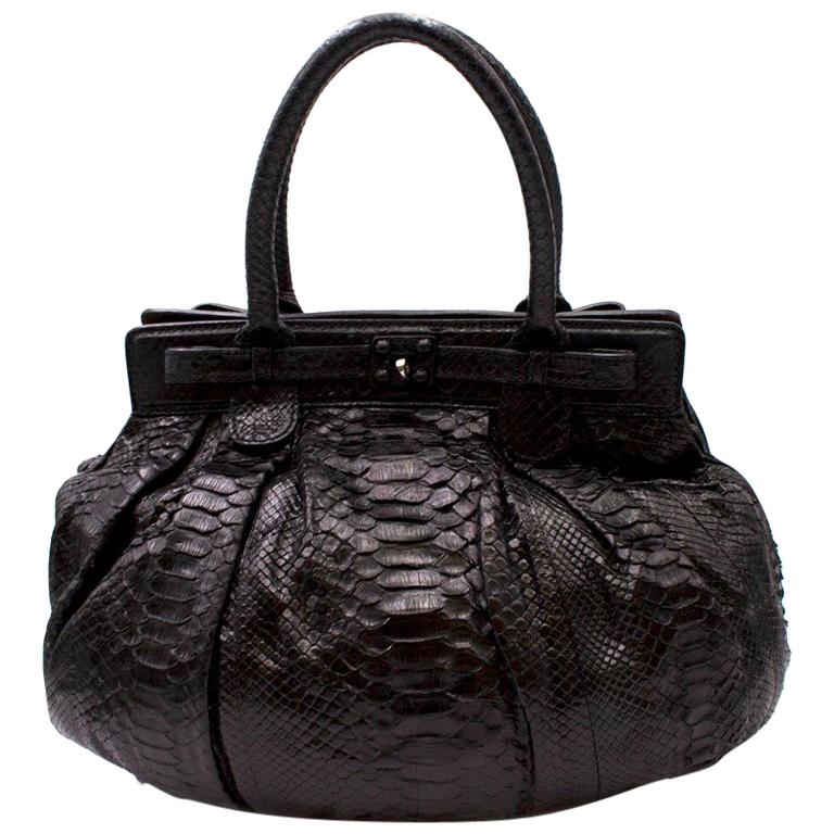 Zagliani Black Python Handbag at 1stDibs