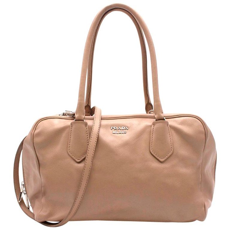 Prada beige leather bowling bag at 1stDibs