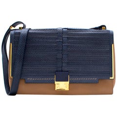 Lanvin - Sac en cuir bleu et beige