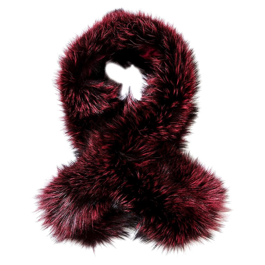 Verheyen London Lapel Cross-through Collar in Soft Ruby Fox Fur - Brand New 