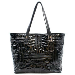 Bvlgari Black Quilted Patent Leather Tote Bag