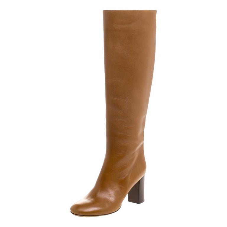 Chloe Brown Leather Knee High Boots Size 38 For Sale at 1stDibs