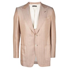 Tom Ford Orange Herringbone Pattern Silk Blazer L