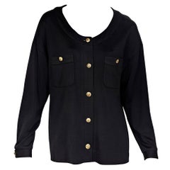 Black Vintage Chanel Long-Sleeve Blouse