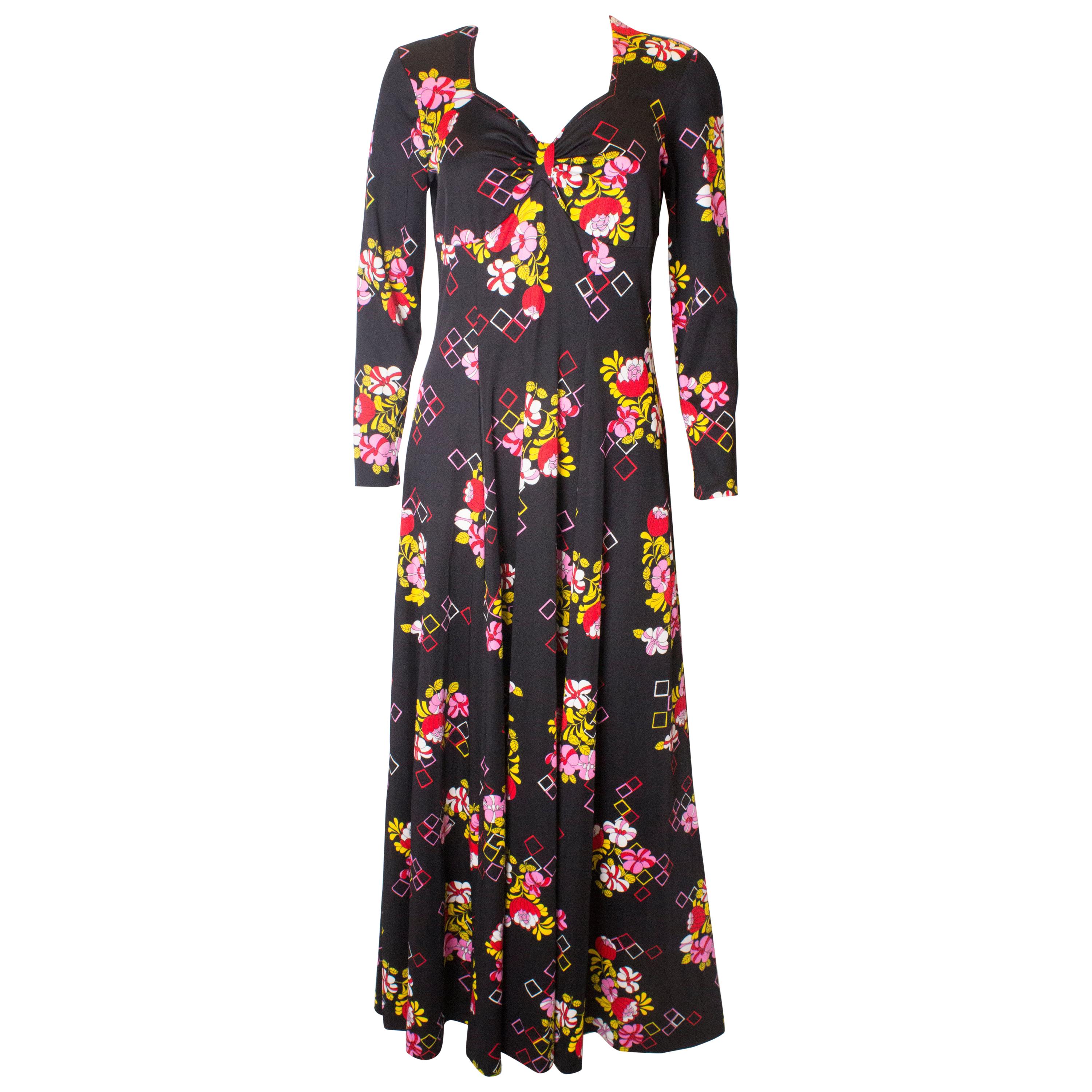 Vintage 1970s Floral Gown For Sale