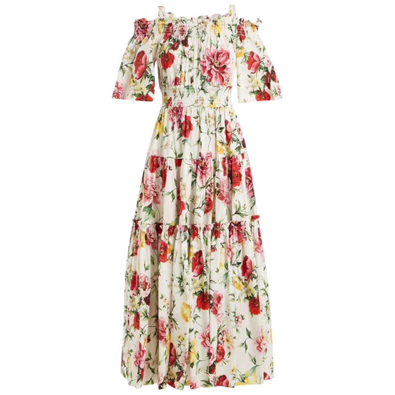 Dolce & Gabbana Floral-Print Off-The-Shoulder Dress 