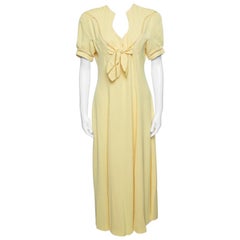 Thierry Mugler Vintage Yellow Cutout Tie Detail Maxi Dress M