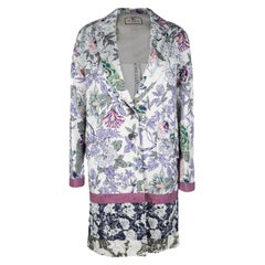 Etro - Manteau en coton mélangé texturé imprimé floral multicolore, taille M
