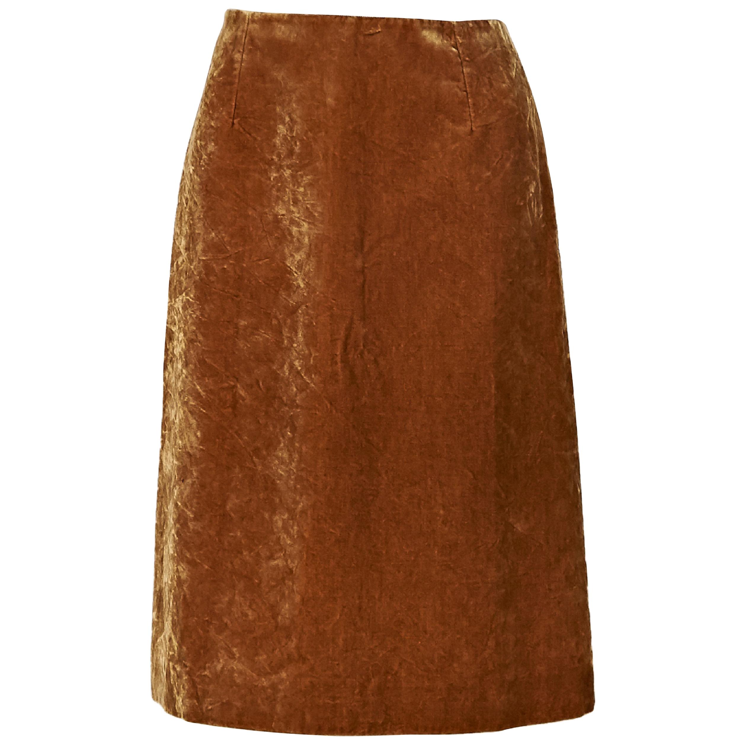 Crushed Gold Louis Vuitton Velvet Skirt