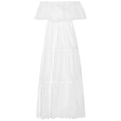 Valentino Off-The-Shoulder Broderie Anglaise Cotton-Blend Maxi Dress
