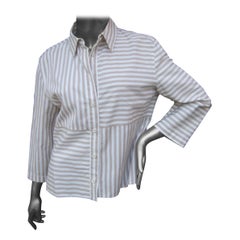 Chanel Identification Striped Cotton Blend Blouse circa 1990s