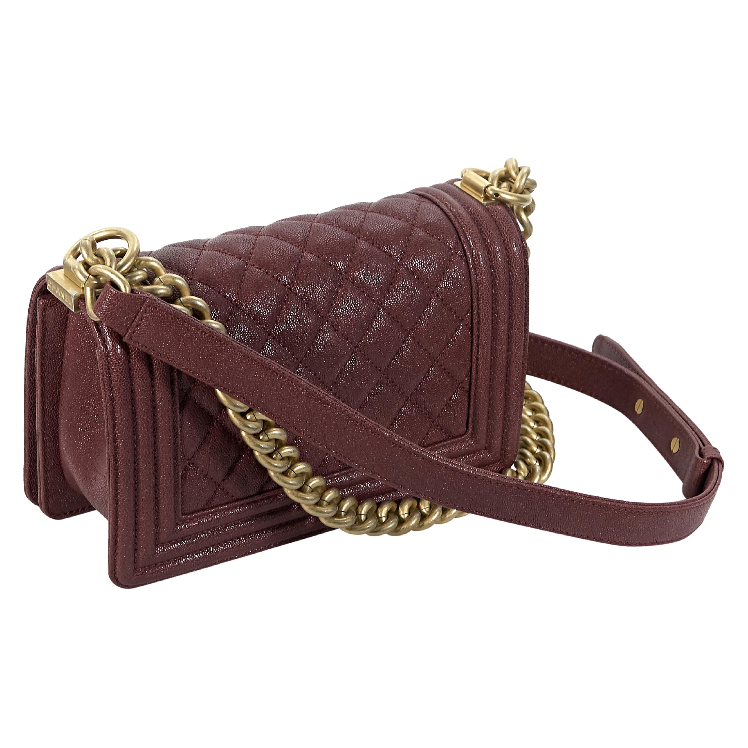 Burgundy Chanel Quilted Leather Boy Bag