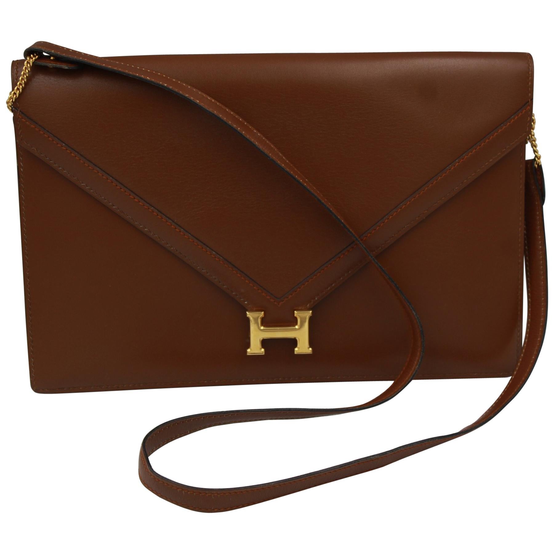 1985 Brown Vintage Hermes Lydie Shoulder Bag / Clutch