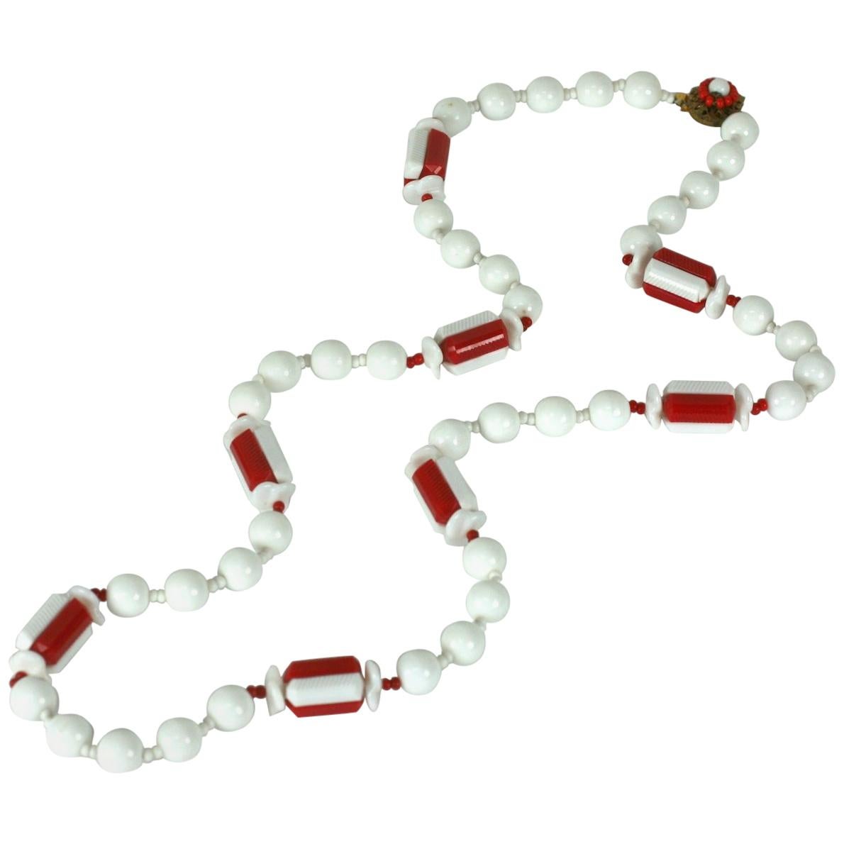Miriam Haskell Chalk White and Cherry Red Necklace For Sale