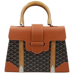 Goyard Saigon MM handbag in Black Canvas and Golden Leather