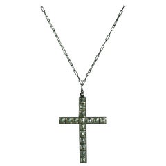 Art Deco Channel Set Cross Necklace