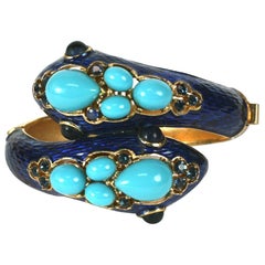 Trifari Jeweled Enamel Snake Cuff