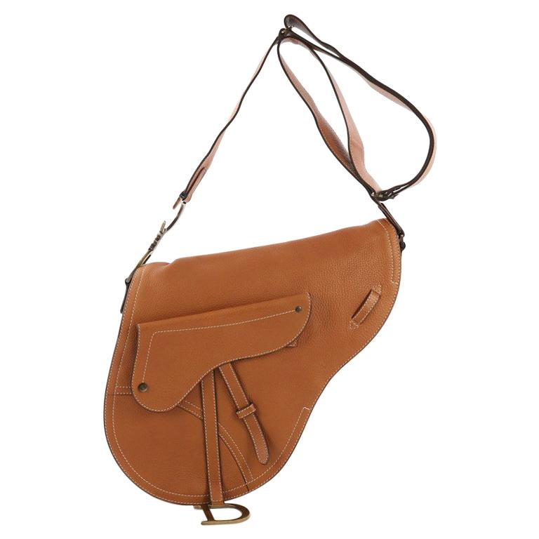 Christian Dior Vintage Saddle Messenger Bag Leather Medium