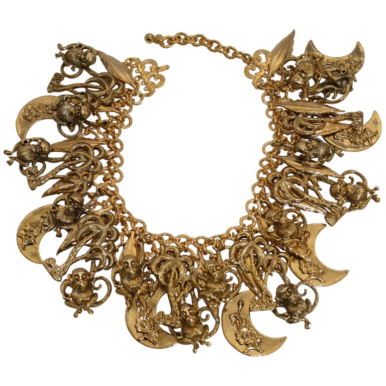 Francoise Montague Limited Series Gilded Brass Charm Necklace at 1stDibs