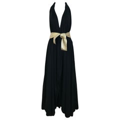 1970s Bill Tice Halter Black Jersey Dress