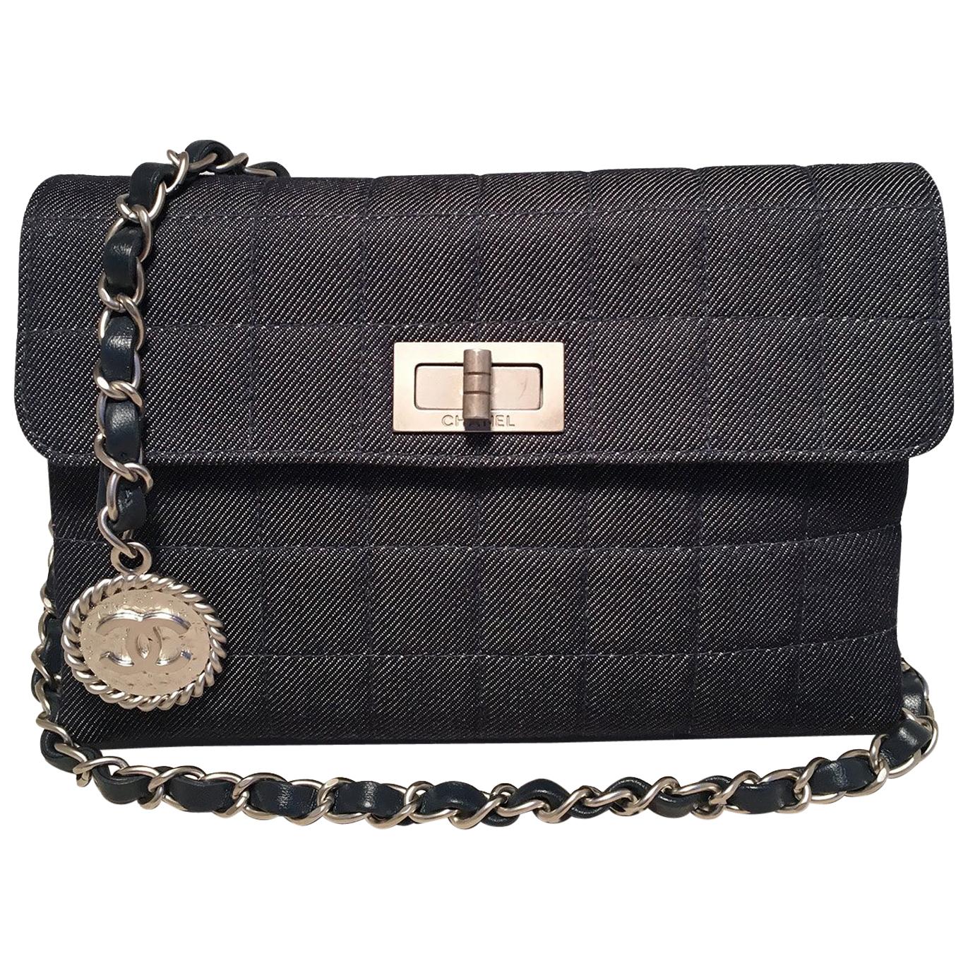 Chanel Square Quilted Denim Convertible Bum Bag Waist Pouch Clutch Shoulder Bag en vente