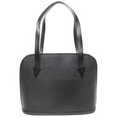 Louis Vuitton Lussac Noir Zip Tote 868710 Black Leather Shoulder Bag