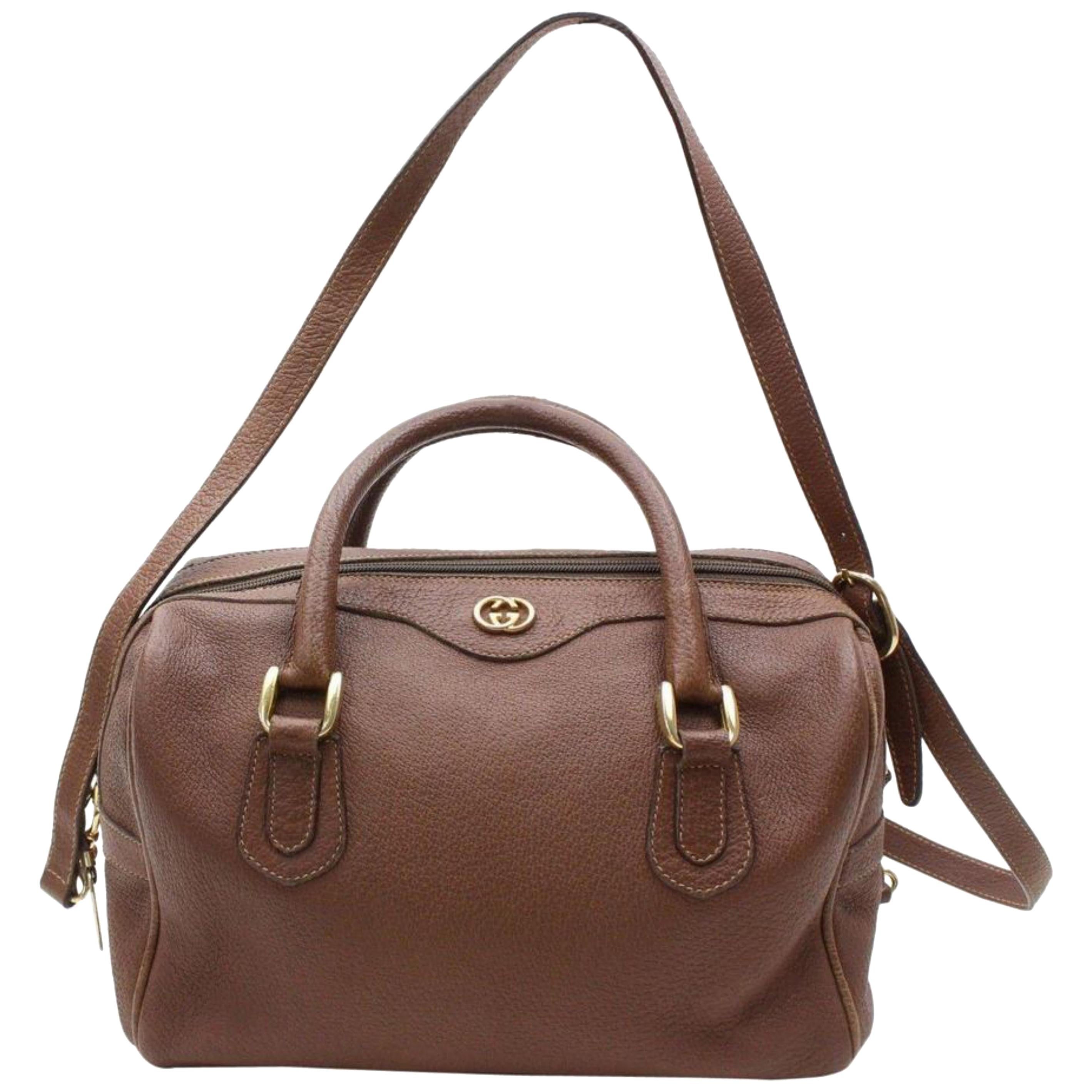 Gucci Boston With Strap 868550 Brown Leather Shoulder Bag For Sale