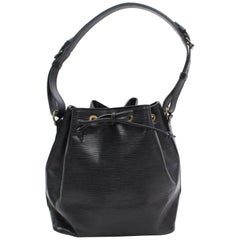 Louis Vuitton Bucket Noira Petit Noe Hobo 868215 Black Leather Shoulder Bag