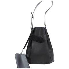 Louis Vuitton Sac D'epaule Noir with Pouch 868216 Black Leather Shoulder Bag