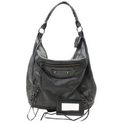 Used Balenciaga Day Hobo 867638 Black Leather Shoulder Bag