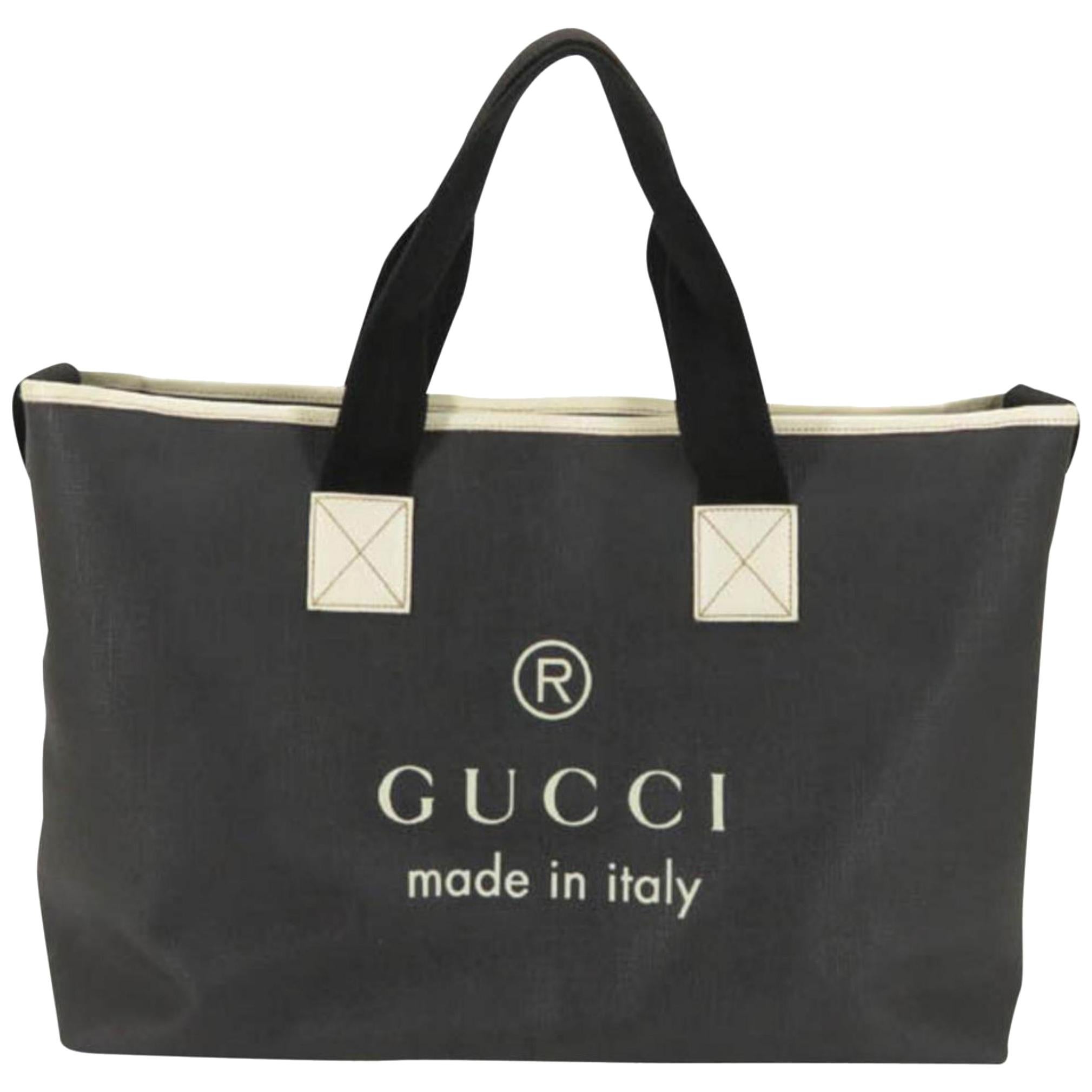 Gucci Extra Large Logo Supreme 2way Shopper 868896 Black Coated Canvas Tote For Sale