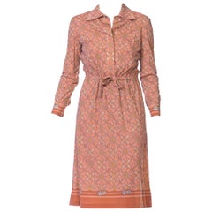 Vintage 1970s Hermès Silk Jersey Equestrian Status Print Shirt Dress