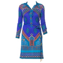 1970s Silk Jersey Leonard Shirt Dress