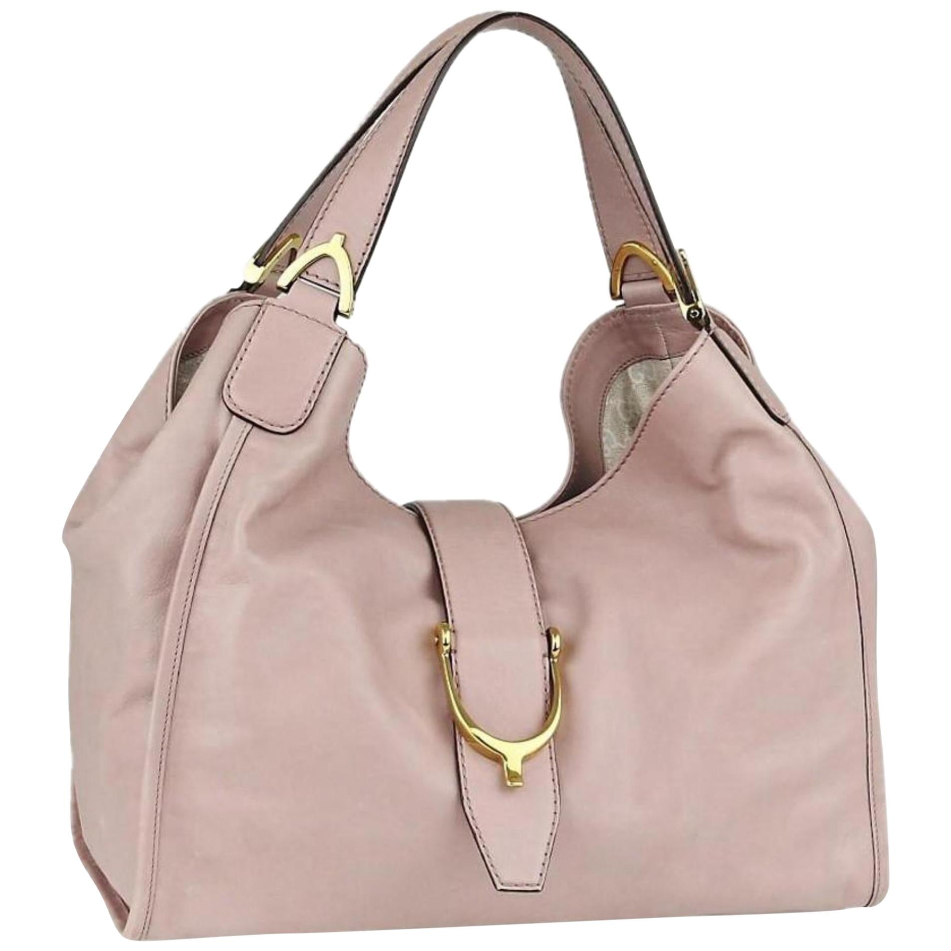 Gucci Stirrup Brocade Hobo 867302 Pink Leather Shoulder Bag For Sale
