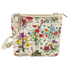 Gucci Floral Pattern Messenger 868604 White Canvas Cross Body Bag