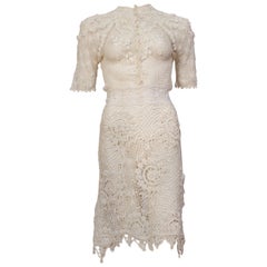 White Dress Made from Vintage Irish Crochet & Edwardian Lace
