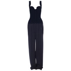 1990er Thierry Mugler Samt-Bustier-Jumpsuit