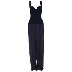 1990s Thierry Mugler Velvet Bustier Jumpsuit